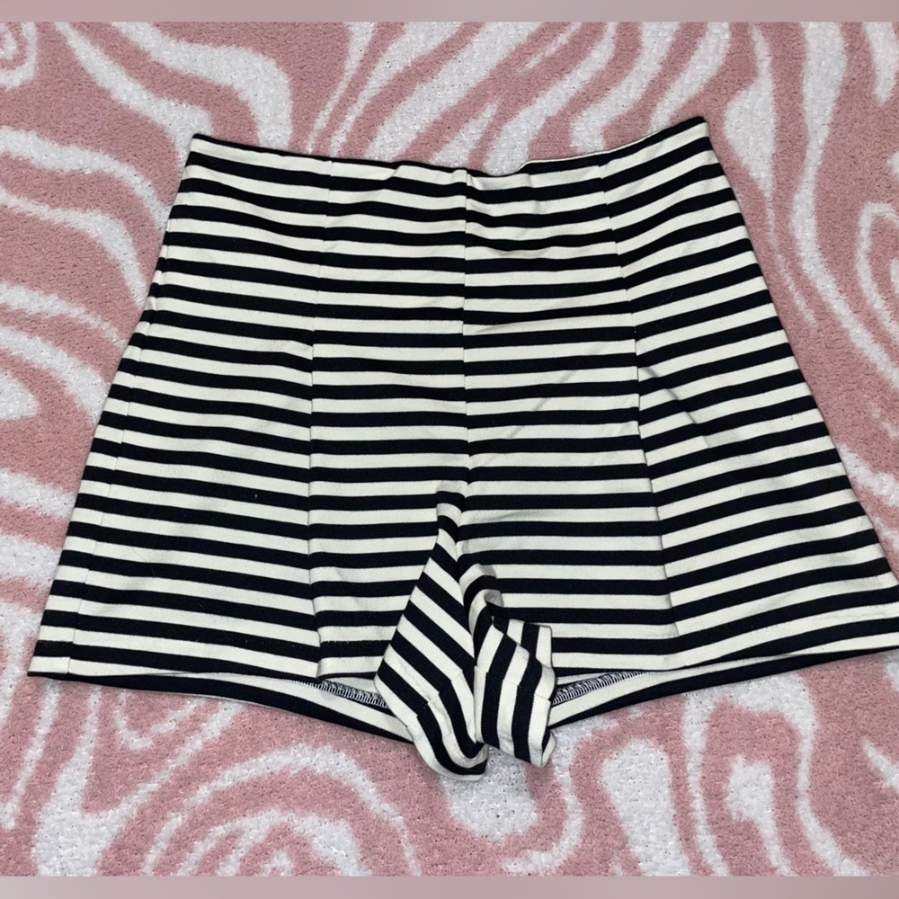 Free People Jersey Knit black white stripe shorts size XS